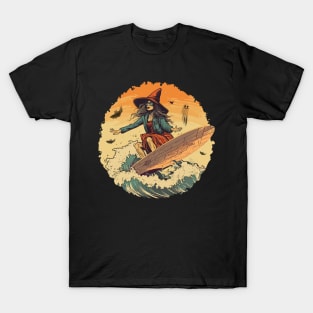 Surfing Halloween Witch T-Shirt